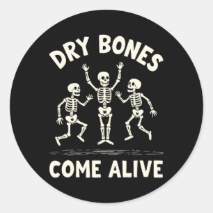 Pegatina Redonda Los huesos secos se animan Funny Skeleton Bailando