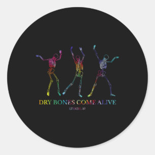 Pegatina Redonda Los huesos secos se vuelven divertidos esqueletos 