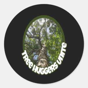 Pegatina Redonda Los Huggers De Árbol Se Unen. Me Identifico Como U