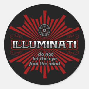 Pegatina Redonda Los Illuminati no dejan que el ojo engañe la mente