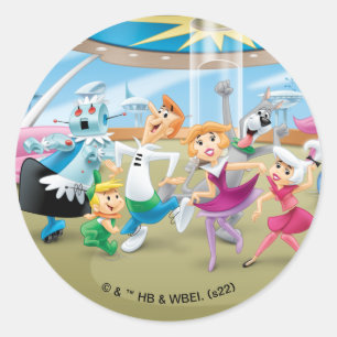 Pegatina Redonda Los Jetsons   Fiesta de danza familiar