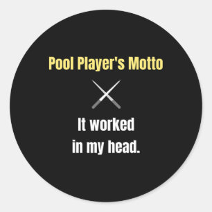 Pegatina Redonda Los Jugadores Del Piscina Motto Funcionaron En Mi 