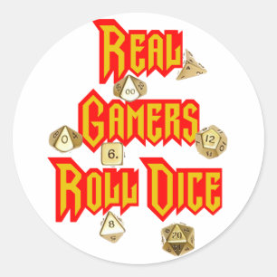 Pegatina Redonda Los jugadores reales rodan los dados