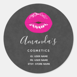 Pegatina Redonda Los labios rosados calientes El Ilustracion glamur