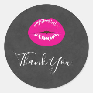 Pegatina Redonda Los labios rosados calientes Ilustracion glamuroso