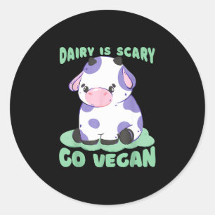 Pegatina Redonda Los lácteos dan miedo, ve vegano, amantes de las v
