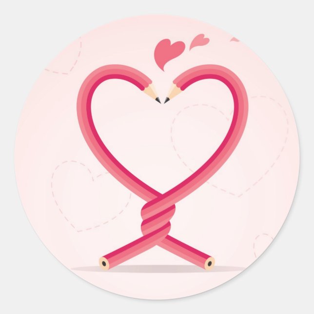 Pegatina Redonda Los lápices de amor (Anverso)