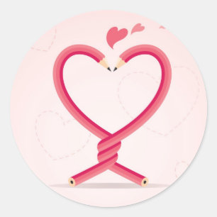 Pegatina Redonda Los lápices de amor