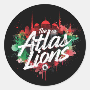 Pegatina Redonda Los Leones del Atlas - el apodo de Marruecos