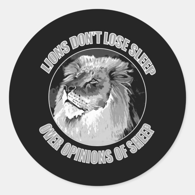 Pegatina Redonda Los leones no pierden el sueño por opiniones de ov (Anverso)