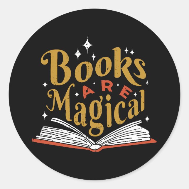 Pegatina Redonda Los libros antiguos son mágicos (Anverso)