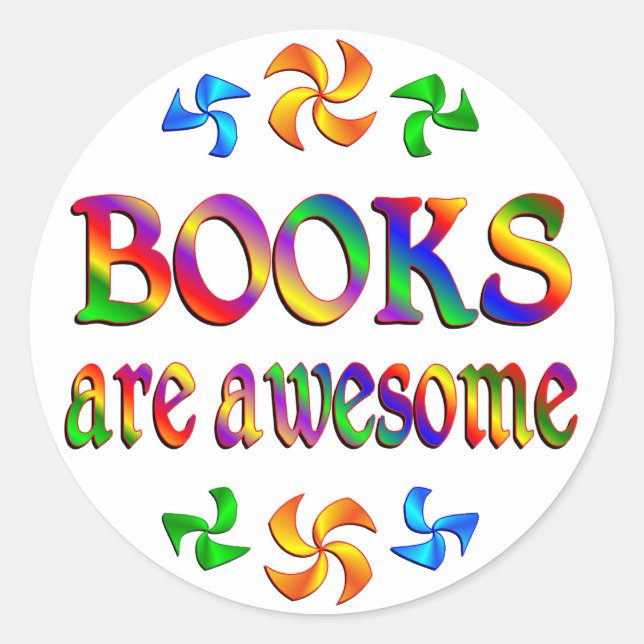 Pegatina Redonda Los libros son asombrosos (Anverso)
