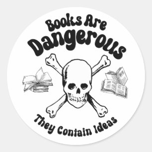 Pegatina Redonda Los libros son peligrosos