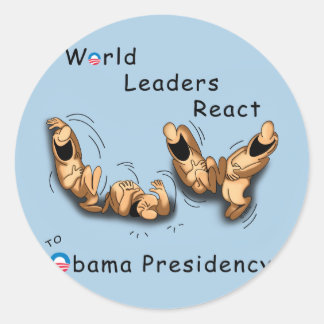 Pegatina Redonda Los líderes mundiales reaccionan (Obama)