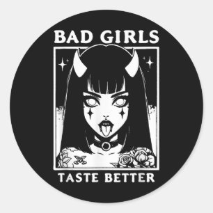 Pegatina Redonda Los malos Chicas de la época degustan mejores tatu