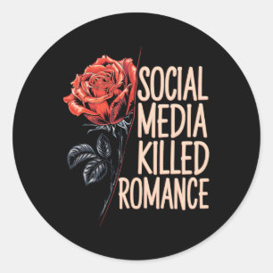 Pegatina Redonda Los medios sociales matan a Romance Meme Valentine