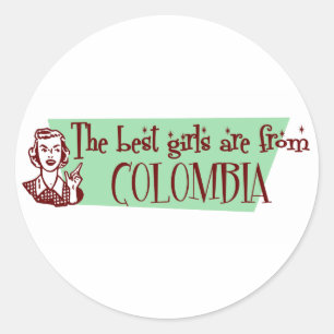 Pegatina Redonda Los mejores Chicas son de Colombia