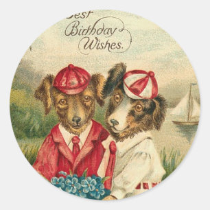 Pegatina Redonda Los mejores deseos de cumpleaños de los dulces ami