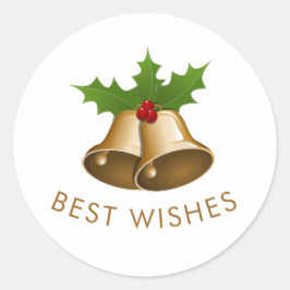 Pegatina Redonda Los mejores deseos para las campanas de jingle