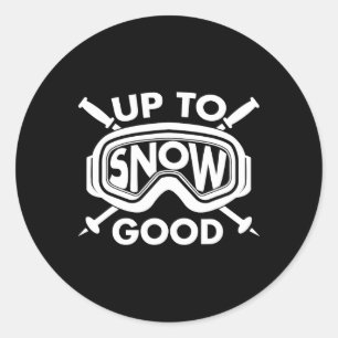 Pegatina Redonda Los mejores esquiadores de snowboard en bicicleta 