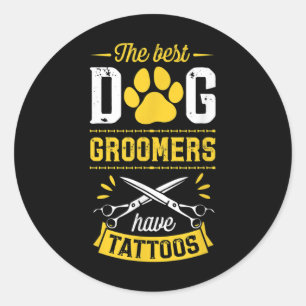 Pegatina Redonda Los Mejores Ganaderos De Perro Tienen Tattoos Grac