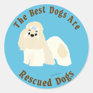 Pegatina Redonda Los Mejores Perros Son Rescatados (Shih Tzu)