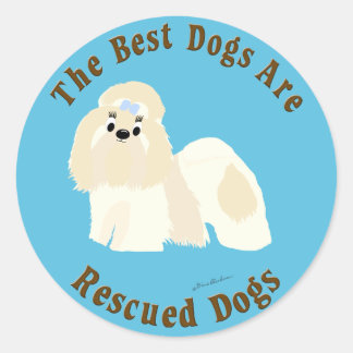 Pegatina Redonda Los Mejores Perros Son Rescatados (Shih Tzu)