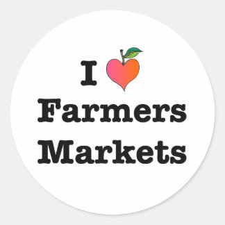 Pegatina Redonda Los mercados de los agricultores del corazón