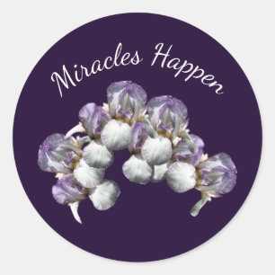Pegatina Redonda Los Milagros Ocurren Iris Flores Inspiradoras