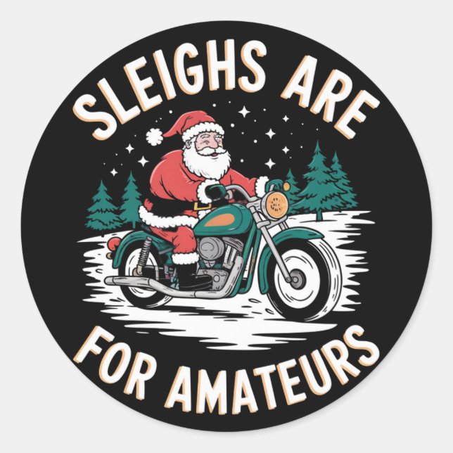 Pegatina Redonda Los Navidades Amateurs Motocicleta Biker (Anverso)