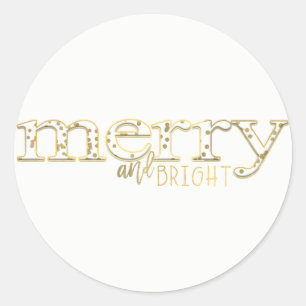 Pegatina Redonda Los Navidades de feriado de oro blanco y brillante