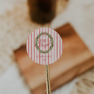 Pegatina Redonda Los Navidades de las franjas rojas de amarre y bri