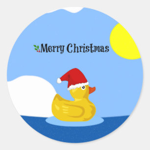 Pegatina Redonda Los Navidades de Rubber Ducky nadan