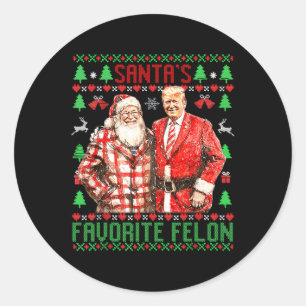Pegatina Redonda Los Navidades de Santa Fama 2024 en Trump