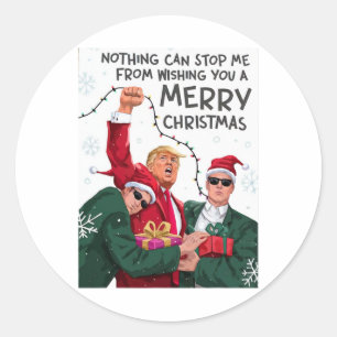 Pegatina Redonda Los Navidades de Trump divertidos te desean una fe
