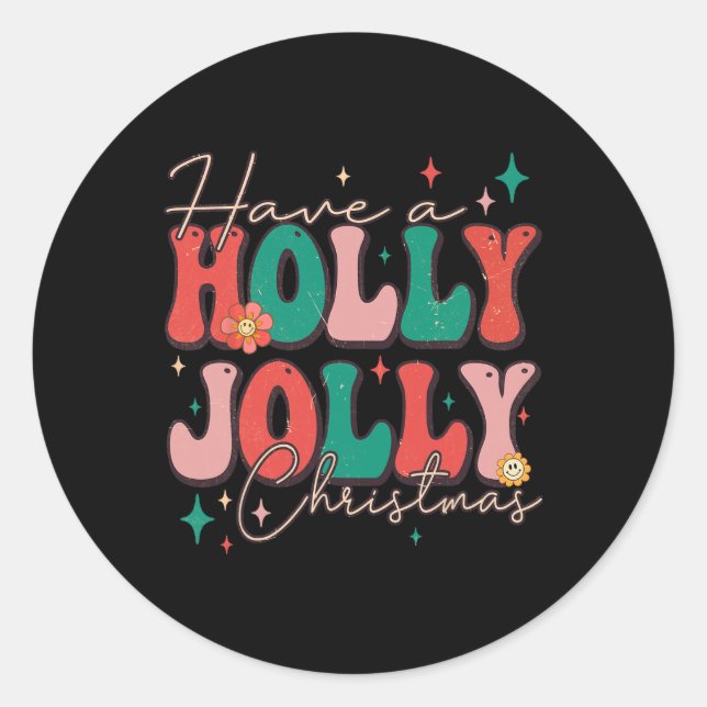 Pegatina Redonda Los Navidades Divertidos Tienen Navidades Holly Jo (Anverso)