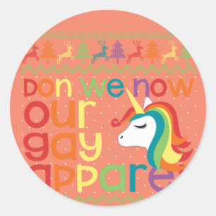 Pegatina Redonda Los Navidades gay arcoiris unicornio no son nuestr