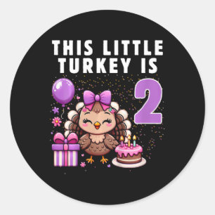 Pegatina Redonda Los niños de esta pequeña Turquía tienen dos años