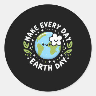 Pegatina Redonda Los niños del Día de la Tierra, todos los días