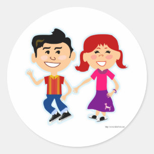 Pegatina Redonda Los niños del salto del calcetín