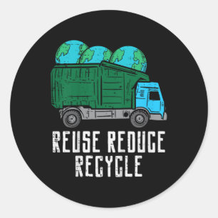 Pegatina Redonda Los niños reutilizan para reducir la basura recicl