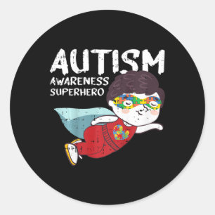 Pegatina Redonda Los niños superhéroes regalos de conciencia sobre 