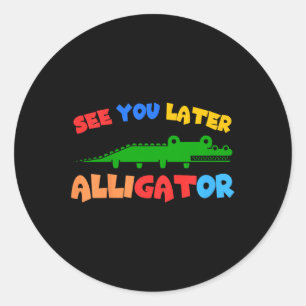 Pegatina Redonda Los Niños Te Ven Después Alligator Niños Cocodrilo