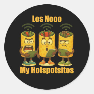 Pegatina Redonda Los No My Hotspotsitos Burrito de Cerebro Italiano