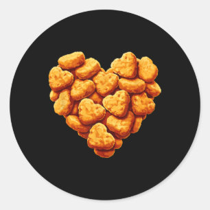Pegatina Redonda Los nuggets de pollo son mi corazón de San Valentí