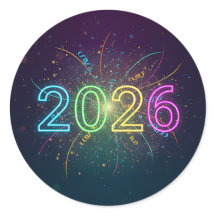 Los números de neón brillante de 2026 con confetti