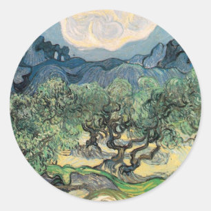 Pegatina Redonda Los Olivos, Vincent van Gogh