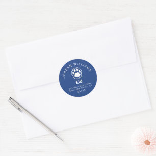 Pegatina Redonda Los Panthers de Illinois Oriental Paw Print y EIU