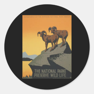 Pegatina Redonda Los parques nacionales preservan la vida silvestre