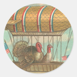 Pegatina Redonda Los pavos del día de gracias en un bulto